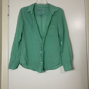 Frank & Eileen Barry green button down collared cotton long sleeve Small